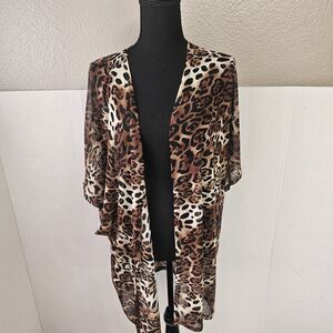 Myesper Apparel California Animal Print Kimono Sz Large Open Made In USA U438